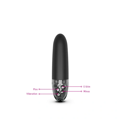 Mystim Sleak Freak Black Edition - мини вибратор с электростимуляцией и программой тренировки тазового дна, 14.5х3.6 см (чёрный)